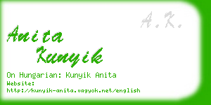 anita kunyik business card